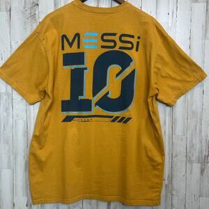 Hard Rock Mens Tee Shirt XL Lionel Messi Futbol Live Greatness Yellow Gold